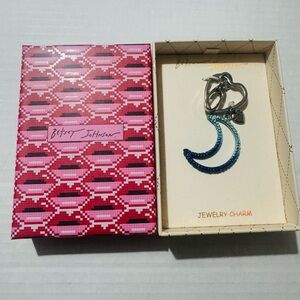 Betsey Johnson Blue Ombre Crescent Moon bag Charm keychain Bnib